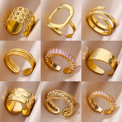 Gold Color Never Fade Luxury Classic rings
