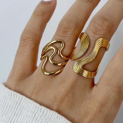 Stainless Steel Irregular Wave Rings